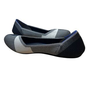 Rothy's The Point Flats Black White Plaid‎ Knit Women's Size 10